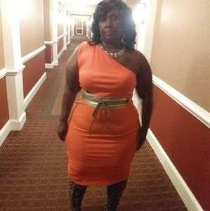 Orange  Bodycon Dress Plus Size